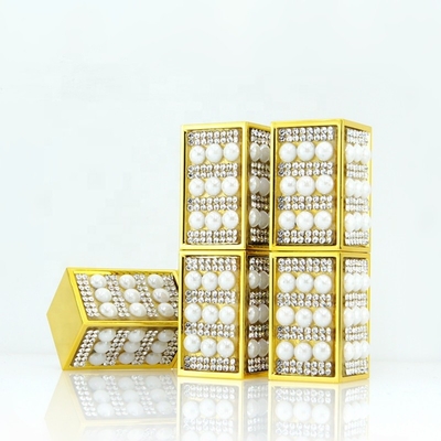 Fashionable Square 12.1mm ABS Personalized Lipstick Tubes With Pearl