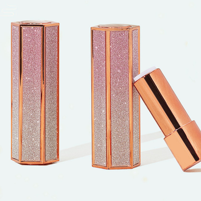 12.1mm Gradient Rainbow Plastic Rose Gold Lipstick Tubes 3.5g