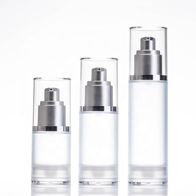 Round Transparent Vacuum Pump Bottle Cosmetic 30ml 50ml 90ml