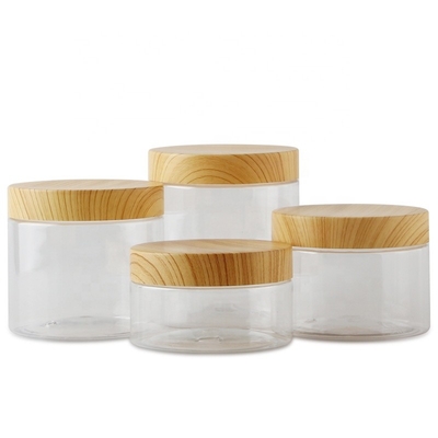 Frosted Cosmetic Round Acrylic Jars With Bamboo Lids 7g-10g