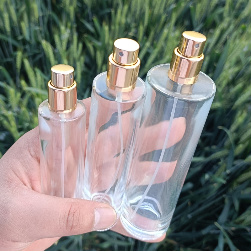 50ml 100ml Perfume Spray Atomizer Bottle Bayonet Long Cylinder Wood Cap Glass