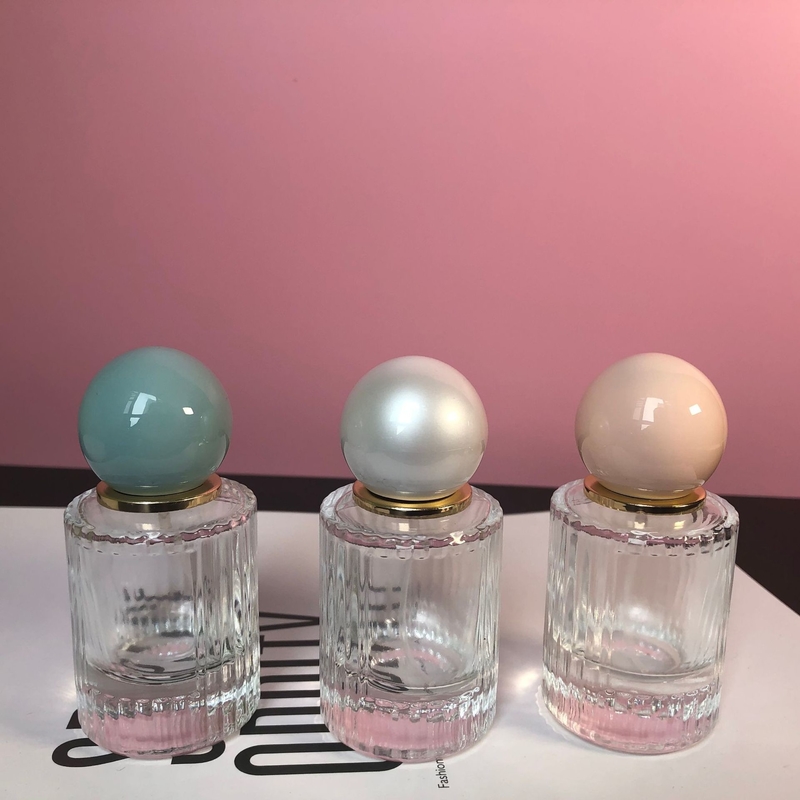 Glass 50ml Perfume Spray Bottle Round Cap Cosmetic Rectangle Shape