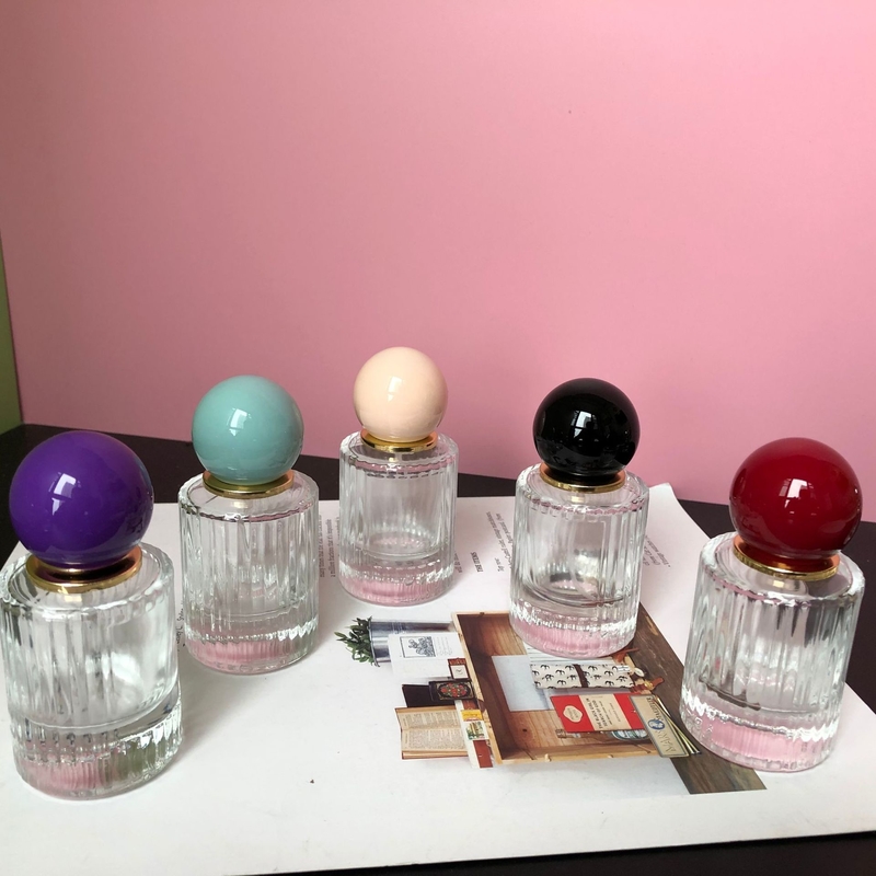 Glass 50ml Perfume Spray Bottle Round Cap Cosmetic Rectangle Shape