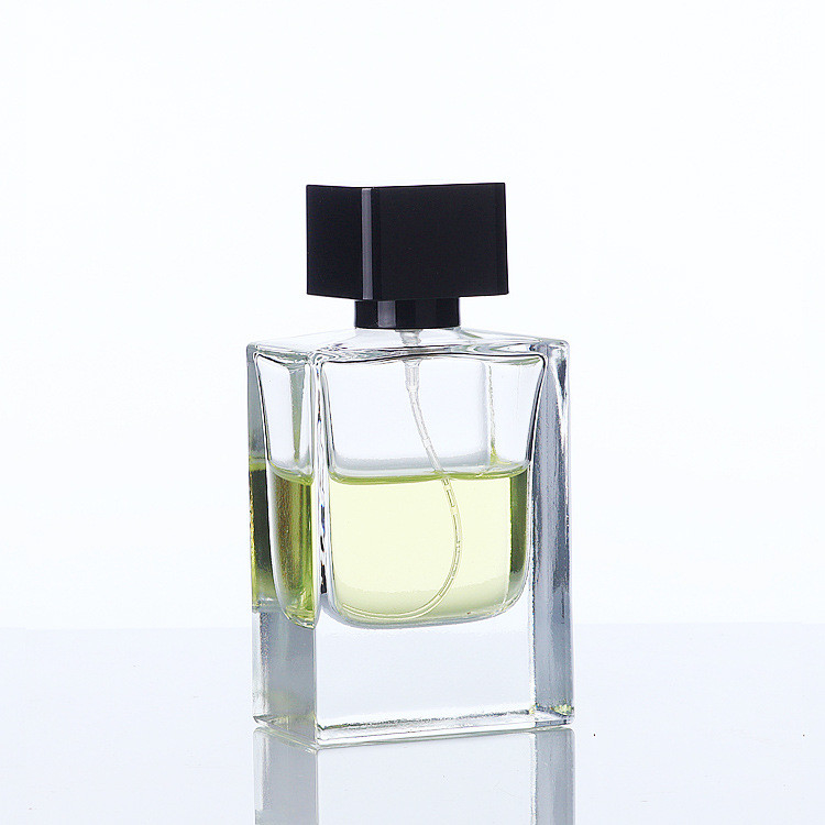 Empty 50ml Perfume Spray Atomizer Bottle Transparent Square Fine Processing