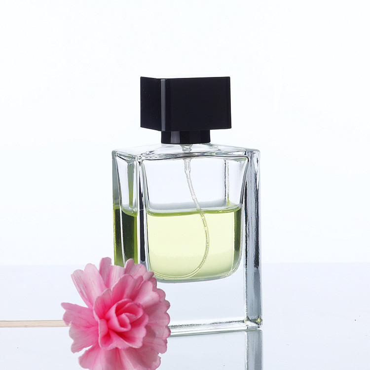 Empty 50ml Perfume Spray Atomizer Bottle Transparent Square Fine Processing