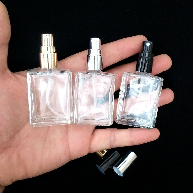 Flat Square Glass Perfume Spray Bottle 15ml Empty Recyclable Filling