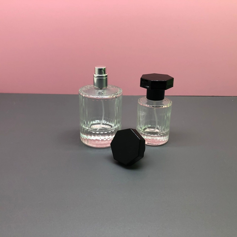 30ML Perfume Spray Bottle Atomizer 50ml Hexagonal Round Cap Vertical Stripe