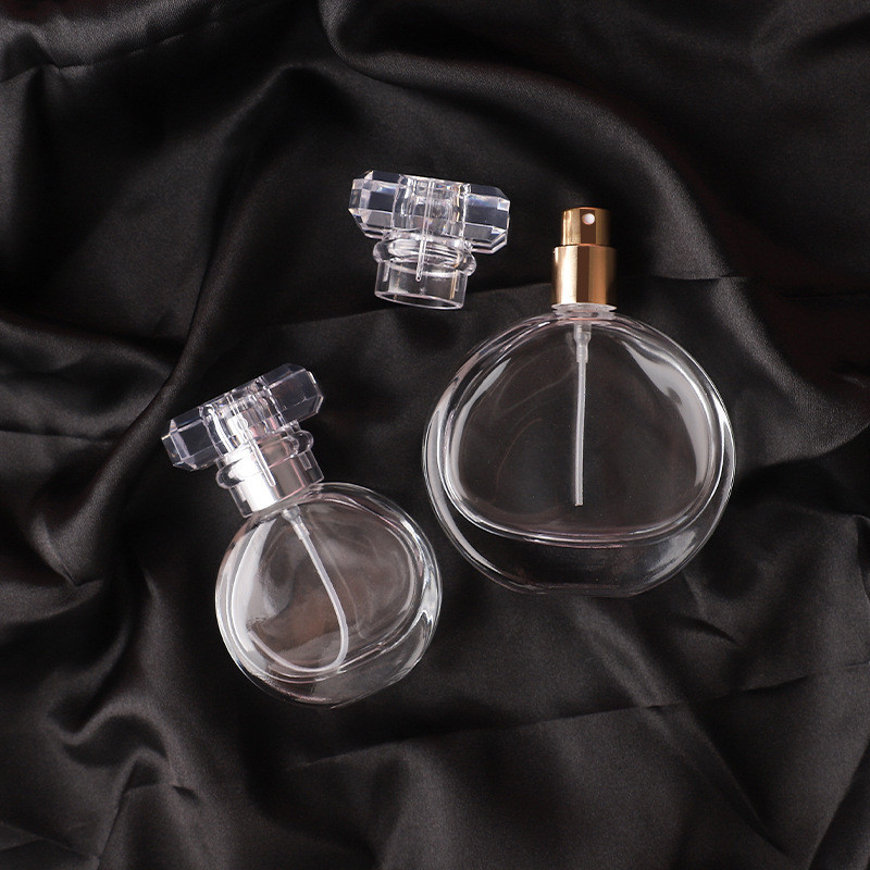 OEM 50ml 20 ml Perfume Spray Bottle  portable perfume bottle flat round glass