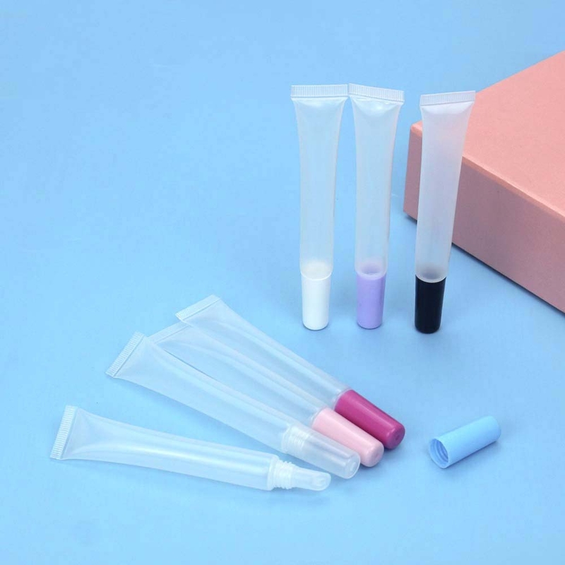 Colorful Cap PP 15ml Clear Lip Gloss Squeeze Tube ODM Logo