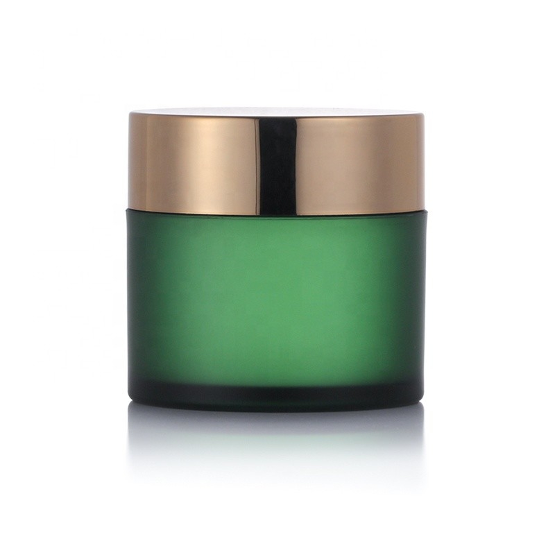 4oz Acrylic Matte Green Face Cream Jar With Golden Silver Lids