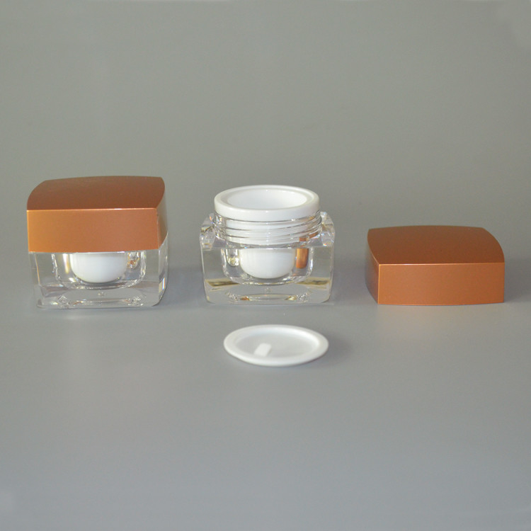 Screw Cap Square Face Cream Acrylic Cosmetic Jar 10g Logo Printing