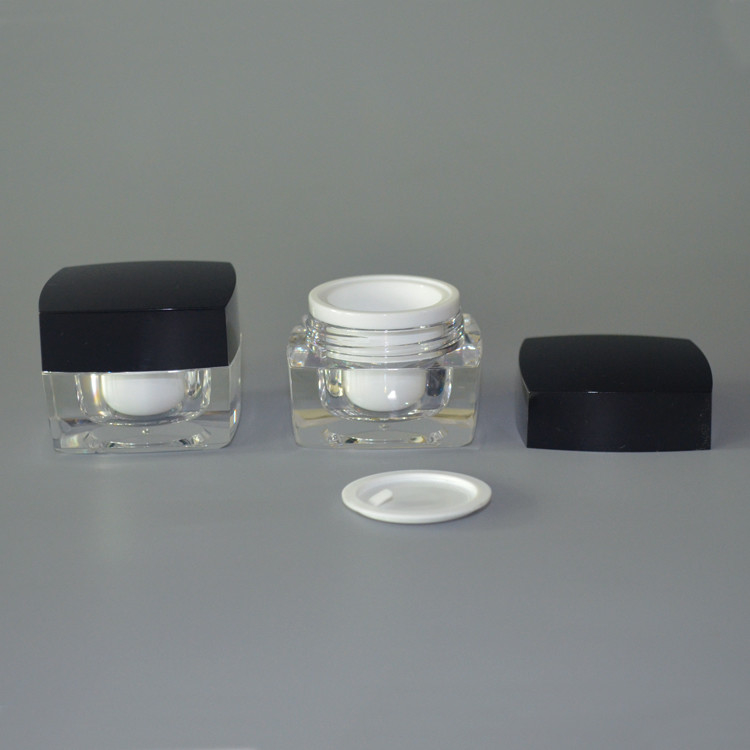 Screw Cap Square Face Cream Acrylic Cosmetic Jar 10g Logo Printing