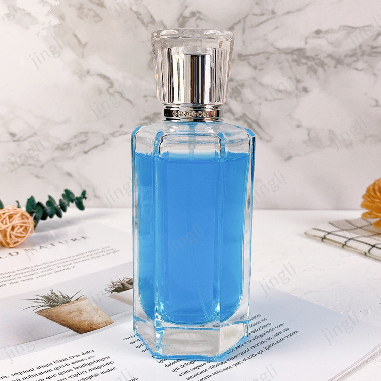 Special Shaped Transparent Glass 100ml Perfume Spray Bottle With Cap