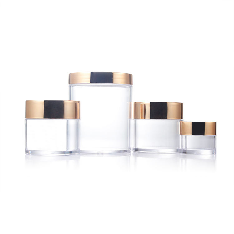 Small 60ml 120ml 250ml Plastic Cosmetic Jars With Pink Gold Screw Lids