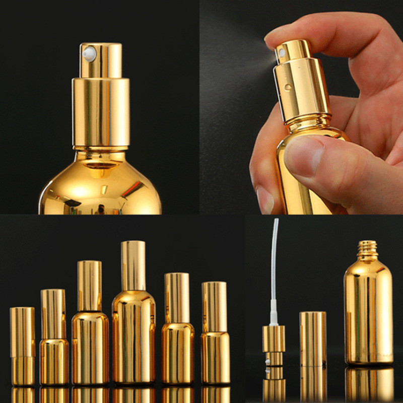 In Stock Wholesale 5-100 ml Gold Electroplated Perfume Spray Bottle Dropper Bottle