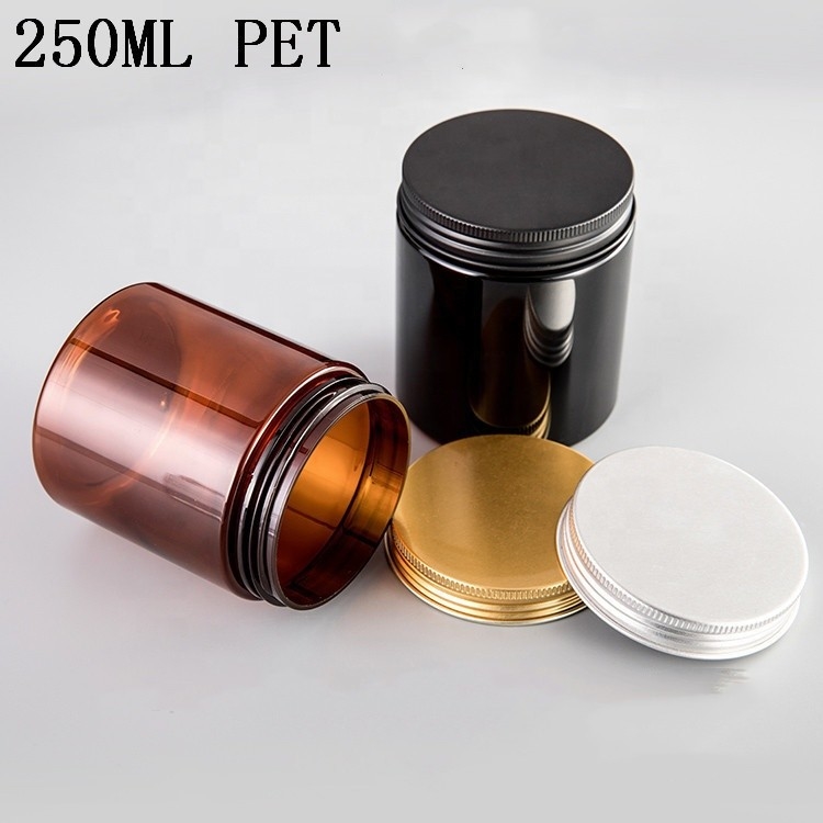 Round Frosted PET Amber Cosmetic Jars 49*45mm Metallization