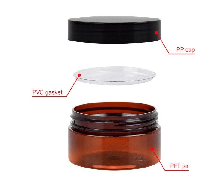 Round Frosted PET Amber Cosmetic Jars 49*45mm Metallization