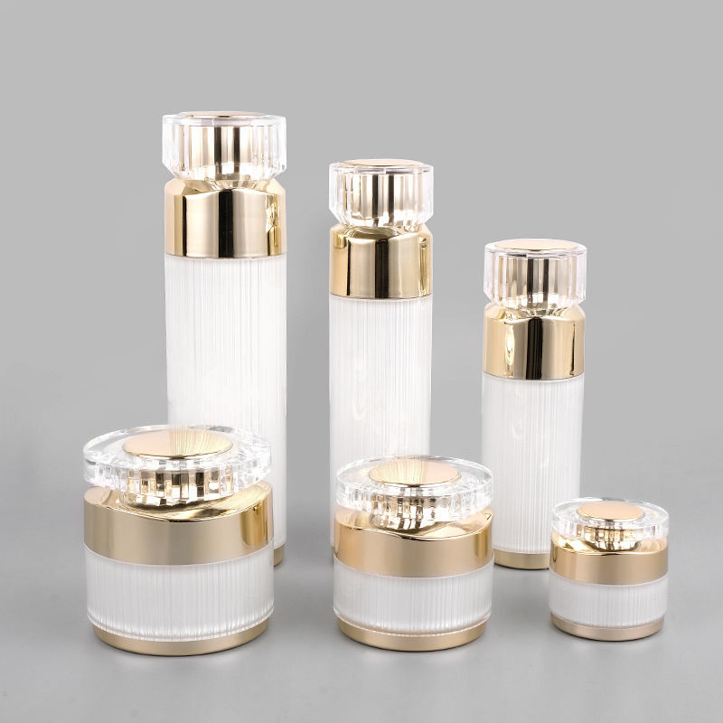 Fancy Gold Skin Care Square Cosmetic Jars Airless Lotion Bottle OEM