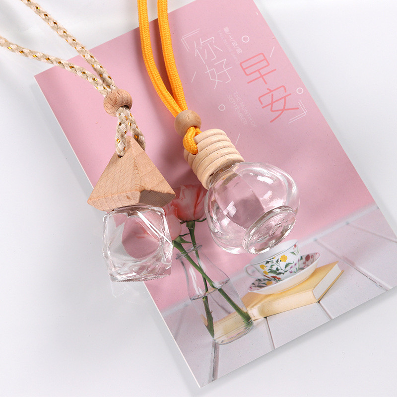 10ml Wooden Cap Car Hanging Perfume Bottle Diffuser Transparent