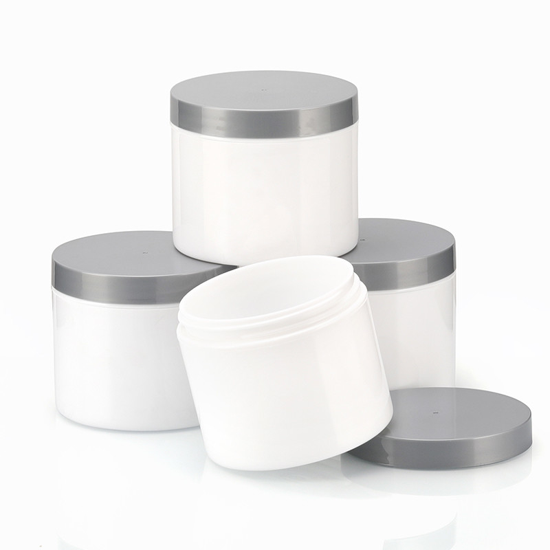Wholesale 120g White Single Layer PP Plastic Gray Lid Cosmetic Packaging Containers